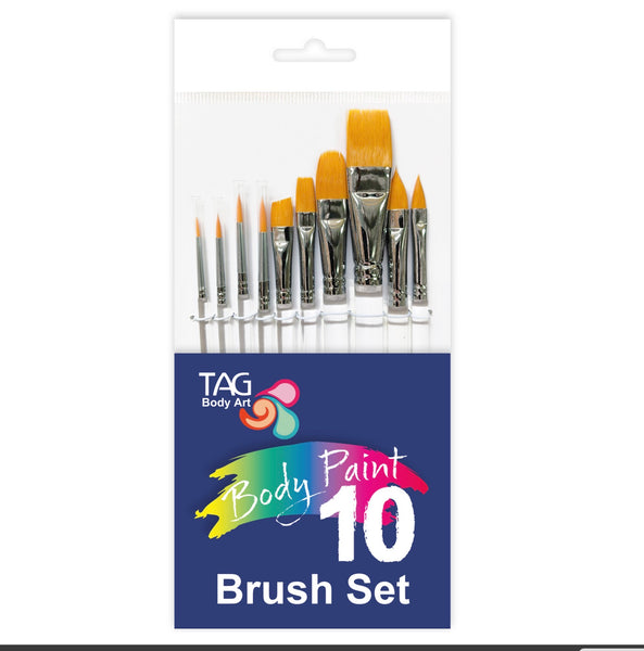 TAG FACE AND BODY PAINT BRUSH SET 10 PIECE
