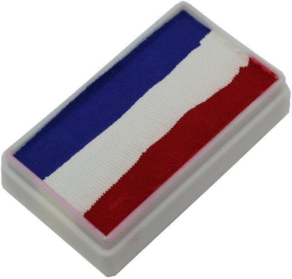 TAG One Stroke face paint in red, white, and blue, perfect for vibrant designs and celebrations