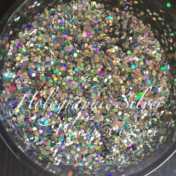 Chunky .062 hex HOLO Silver