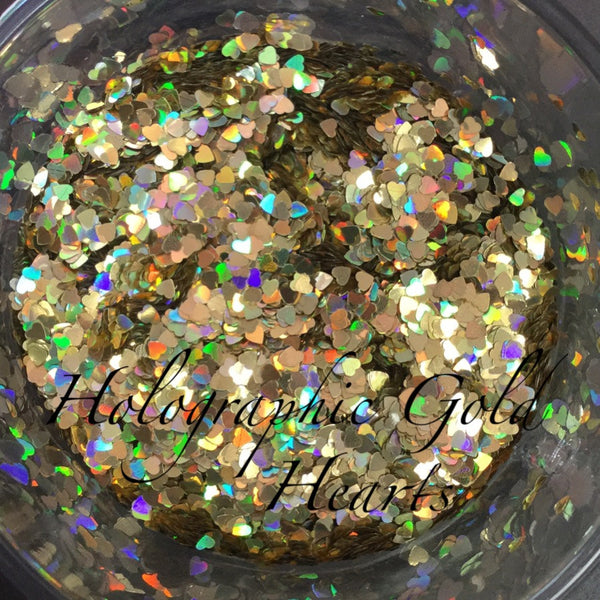 loose holographic GOLD hearts small jar