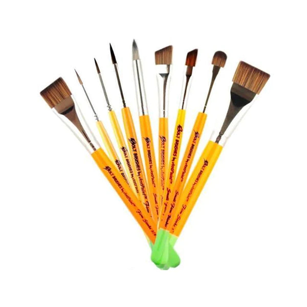 Bolt Face Painting Brush by Jest Paint SET of 9 FIRM BRUSHES