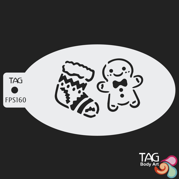 GINGER BREAD and STOCKING Face Paint Stencil TAG Body Art