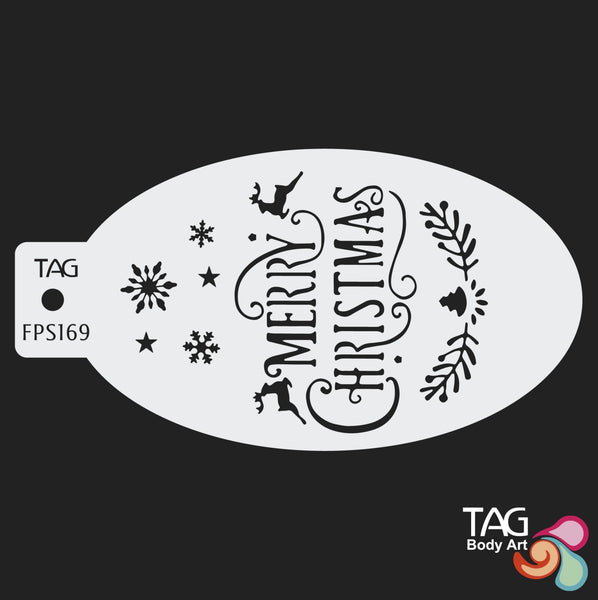 MERRY CHRISTMAS Face Paint Stencil TAG Body Art