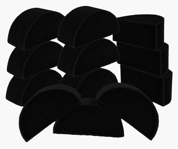 Fusion Body Art - Face Paint HALF ROUND Sponge | PURE BLACK SOFT 12PK