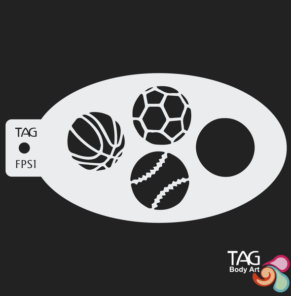 SPORTS BALLS Face Paint Stencil TAG Body Art FPS1
