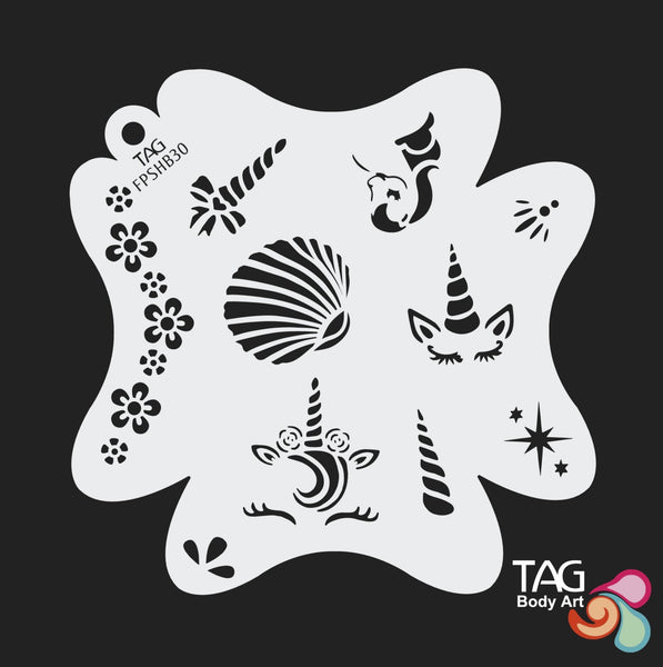 UNICORN DREAMS Face Paint Stencil TAG Body Art FPSHB30