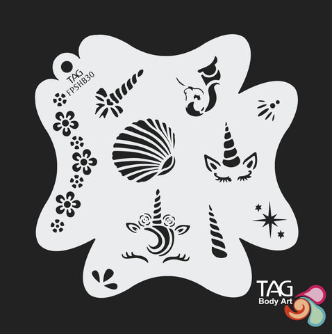 UNICORN DREAMS Face Paint Stencil TAG Body Art FPSHB30