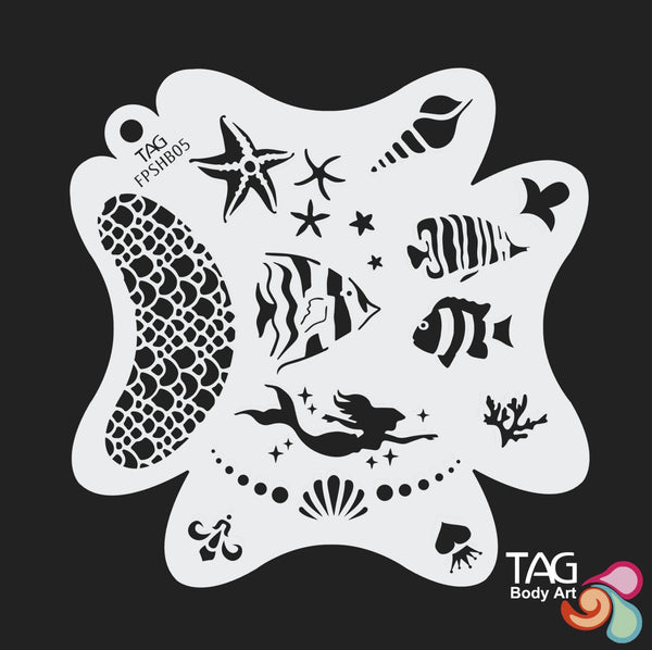 UNDER THE SEA Face Paint Stencil TAG Body Art FPSHB05
