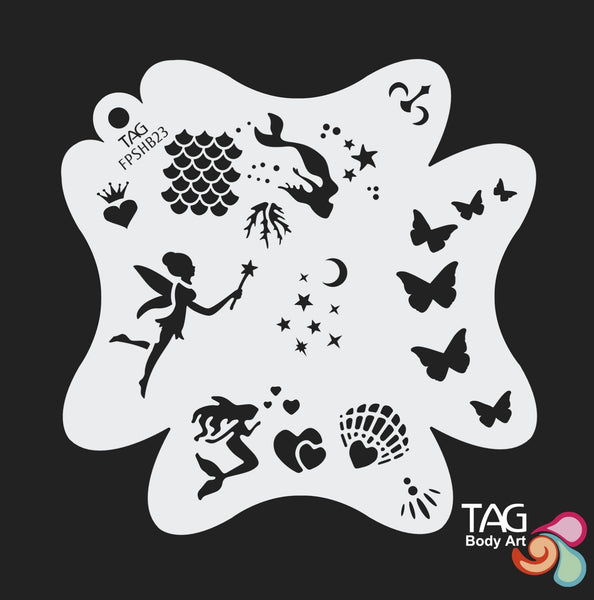 FAIRY WISHES and OCEAN KISSES Face Paint Stencil TAG Body Art FPSHB23