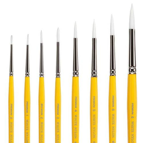 King Art 7950 Brush Set White Nylon SET OF 8