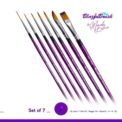 SET OF 7 BRUSHES Blazin Brush by Marcela Bustamante