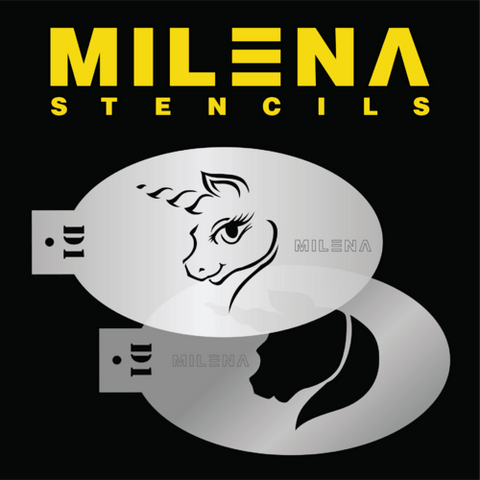 Milena Stencils Face Painting Stencil PROFILE UNICORN SET D1