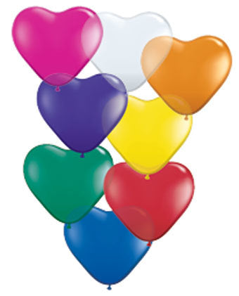 6 inch Hearts JEWEL assorted balloons (100 count) Qualatex