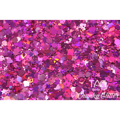 Chunky Glitter PLUM (bright pink) by TAG BODY ART 10gm