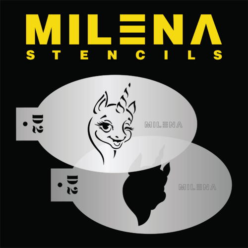 Milena Stencils Face Painting Stencil WINKING UNICORN SET D2