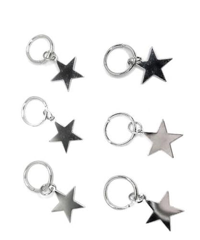 Living the Gleam SILVER STARS (hair rings x 6)