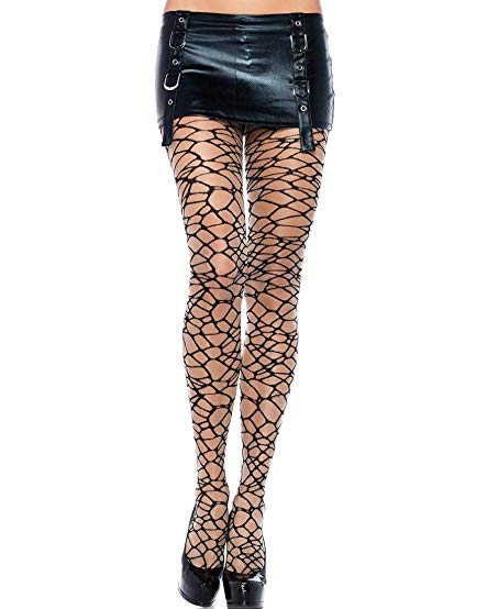 Leg Avenue CRACKLE Print Pantyhose Black and Sheer woven