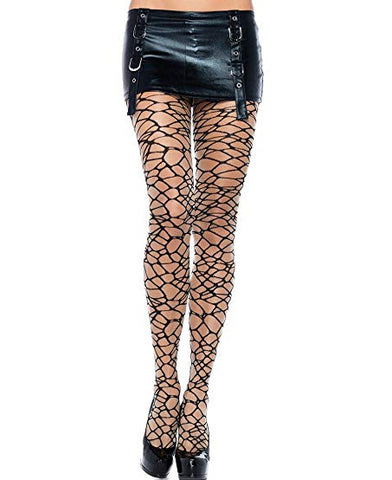 Leg Avenue CRACKLE Print Pantyhose Black and Sheer woven