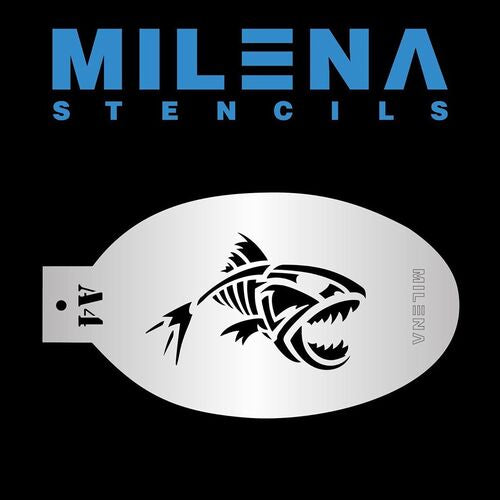 Milena Stencils Face Painting Stencil PIRANHA FISH A4