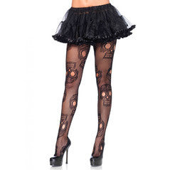 Leg Avenue SUGAR SKULL Net Pantyhose Black S/M