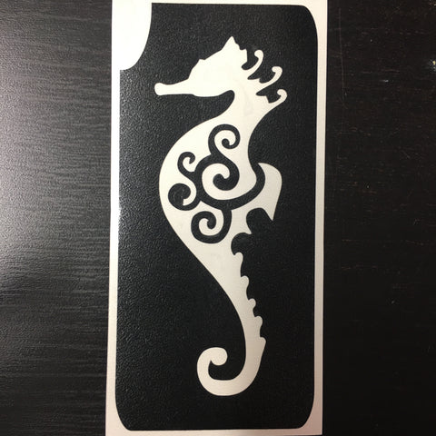 SEAHORSE SWIRL Ybody glitter tattoo stencil