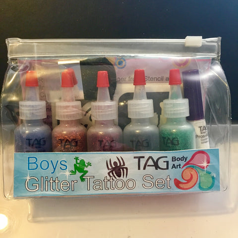 TAG glitter tattoo party for BOYS kit
