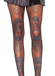 Leg Avenue SHIMMER SKULL Print Spandex Pantyhose Black